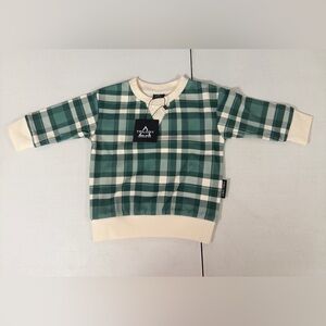 NWT trilogy design Company  Long sleeve green Plaid  Shirt size 6-12 Month NIB